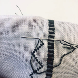 Tellelin, påtegnet broderi og utstyr