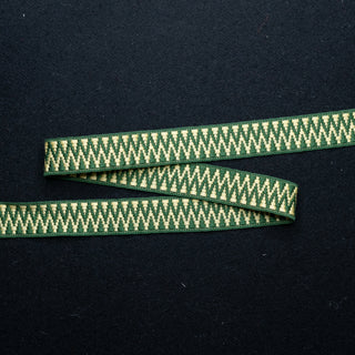 Bånd - Hardanger - Krokbragd - Krokvaring - Gul/Grønn - 20 mm - Pris pr meter