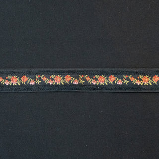 Bånd - Fløyelsblomst - Svart - 25 mm