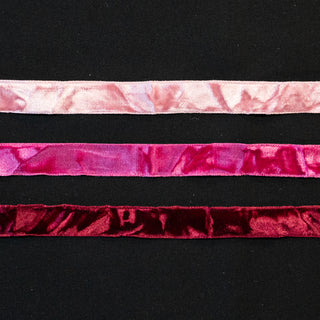 Bånd - Fløyel - Krinkel - Rosa/rød - 16 mm