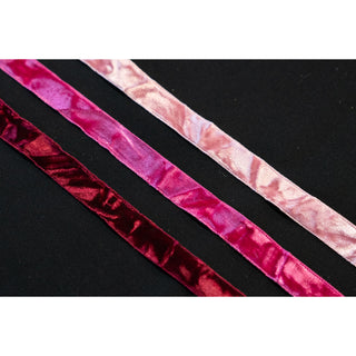 Bånd - Fløyel - Krinkel - Rosa/rød - 16 mm