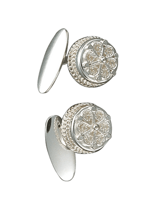 Bunadsølv - Agder - Mansjettknapper - Hvitt