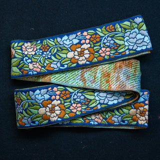 REST 2,3 m - Bånd Floral - Blå - 69 mm
