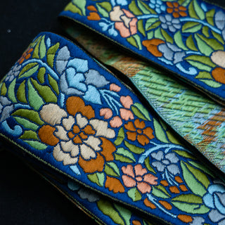 REST 3,4 m - Bånd Floral - Blå - 69 mm