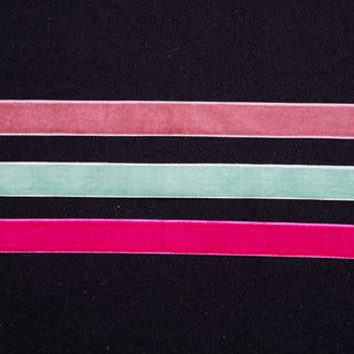Bånd - Fløyel - Dus rosa, skarp rosa og mint - 16 mm - 2,6 m