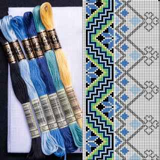 Startpakke 2 - Korssting - Bryststykke - Gvarv - Blå