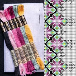 Startpakke 3 - Korssting - Bryststykke - Lysende Stjerne - Rosa