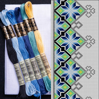 Startpakke 3 - Korssting - Bryststykke - Lysende Stjerne - Blå