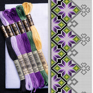 Startpakke 3 - Korssting - Bryststykke - Lysende stjerne - Lilla