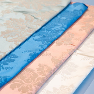 Damask - Klar blå Lelievre - 100% silke - Pris pr 10 cm