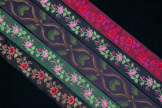 Bånd - 100% Silke - Amy - Svart og rosa - 40mm