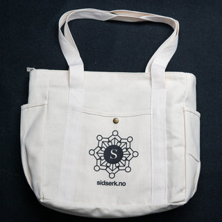 Veske i ubleket bomullskanvas - Flere lommer - Sidserk - Natur