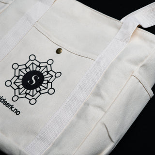 Veske i ubleket bomullskanvas - Flere lommer - Sidserk - Natur