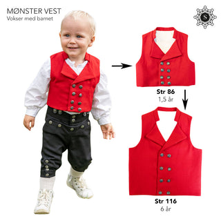 Mønster - Barnebunad - Vest - Ink. online kurs - 2-6 år / 8-12 år