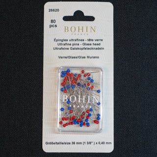 Knappenåler med glasshode - Ekstra tynne - 0,4 mm x 36 mm - 80 stk
