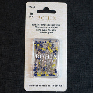 Knappenåler med glasshode - Tynne - 0,5 mm x 36 mm - 80 stk