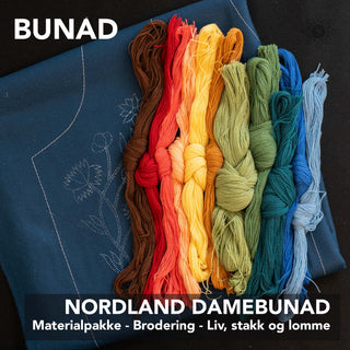 Broderipakke - Nordland - Dame - Påtegnet bunad med broderigarn