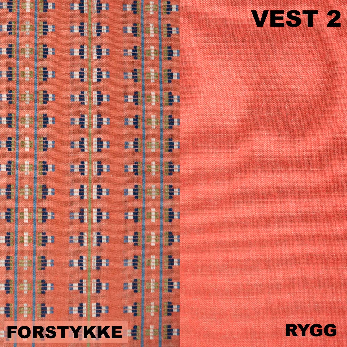 Vevd ullstoff - Østfold 1 - Herrebunad - Front - Vest 2 - Pris pr 10 cm